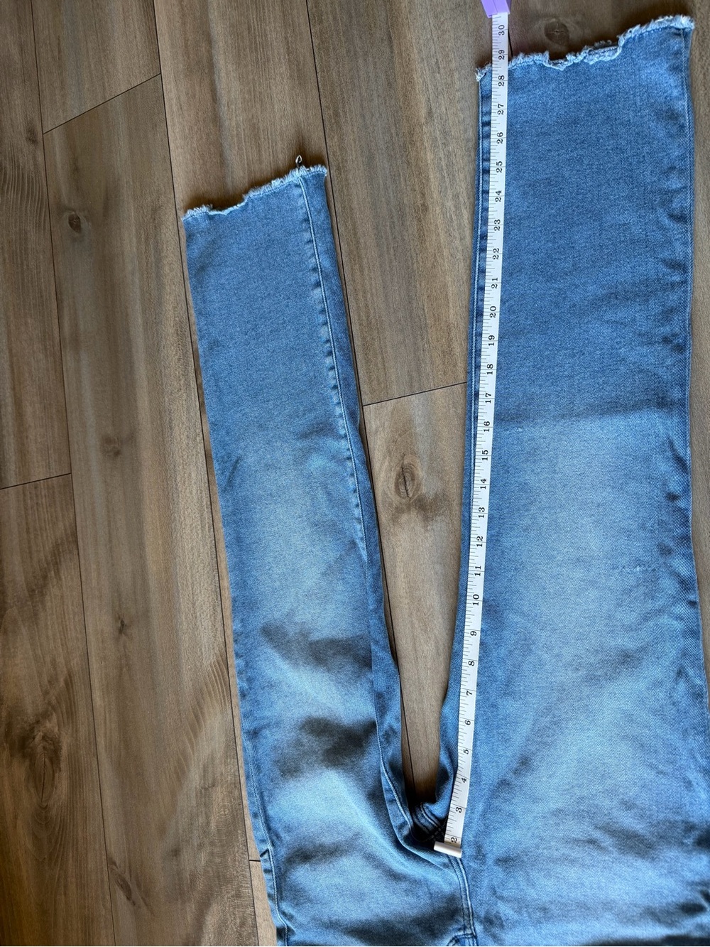 Good American Light Blue Straight Leg Jeans with Frayed Hem - Picture 4 of 14